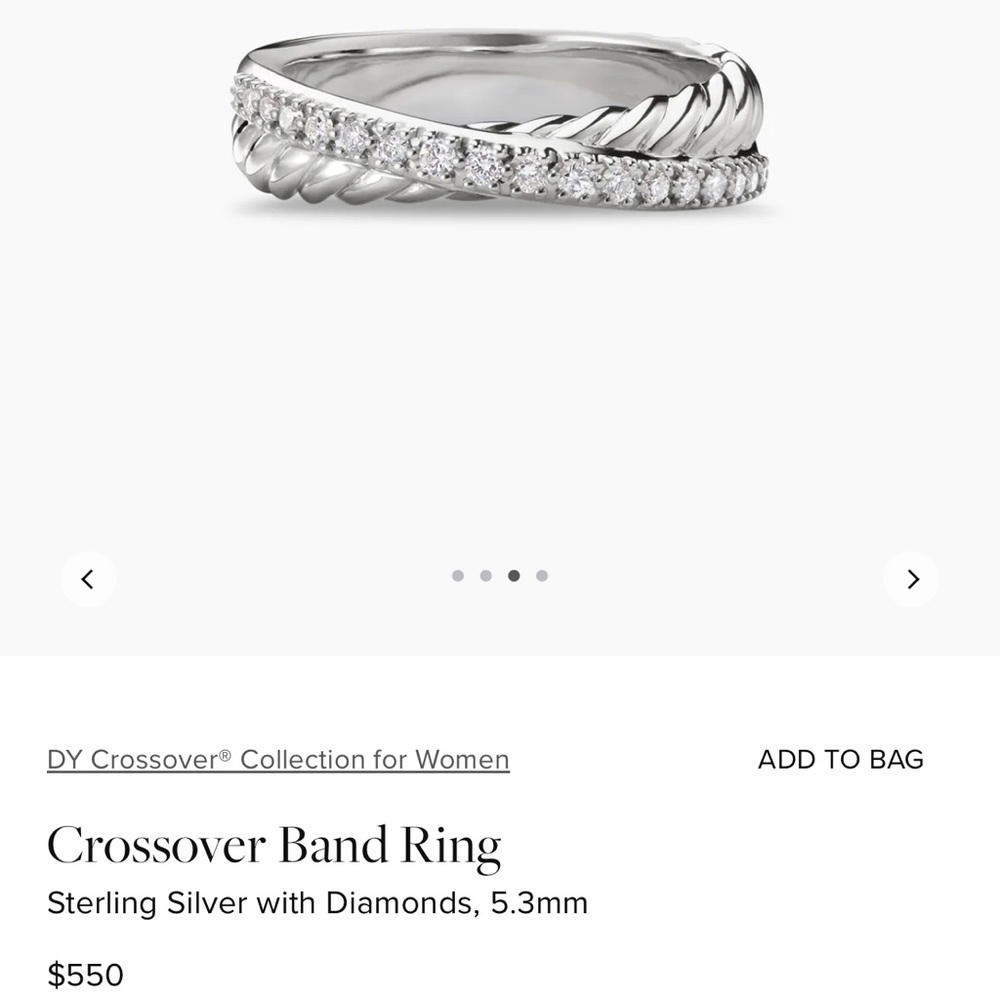 David Yurman Crossover Band Ring. Size 6